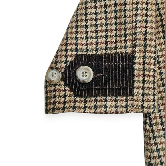 RARE Vintage Ralph Lauren Kids Wool A Line Houndstooth Corduroy Button Up Coat - Picture 3 of 15